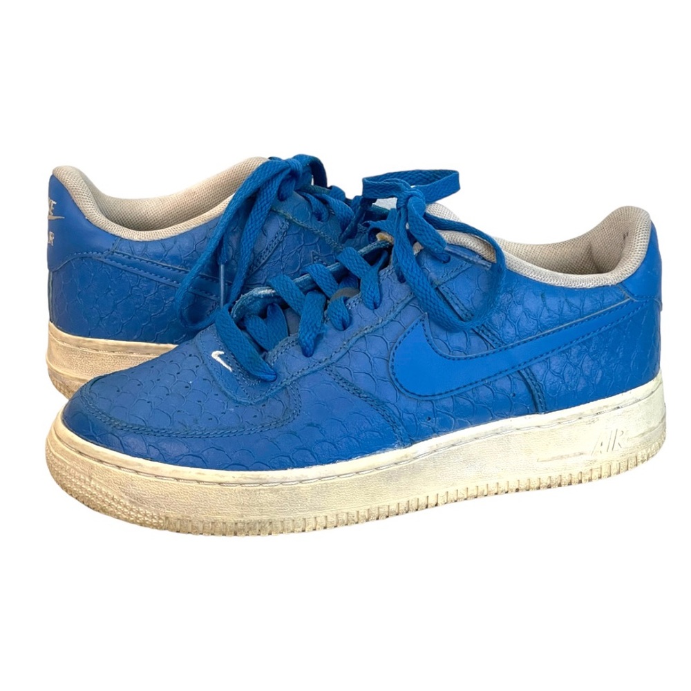 Big Kid's Nike Air Force 1 2016 "Blue Crocodile Skin" Sneakers - 5.5Y